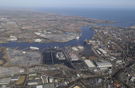 Vue aérienne du port de Tyne.